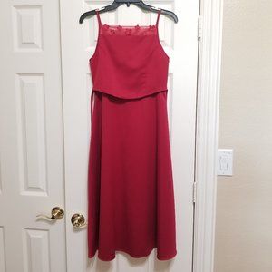 ❤️ Girl's Amanda Rose 🌹 Red Square Neckline Spaghetti Strap Dress w/ Flowers 👗